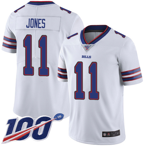 Men Buffalo Bills 11 Zay Jones White Vapor Untouchable Limited Player 100th Season NFL Jersey